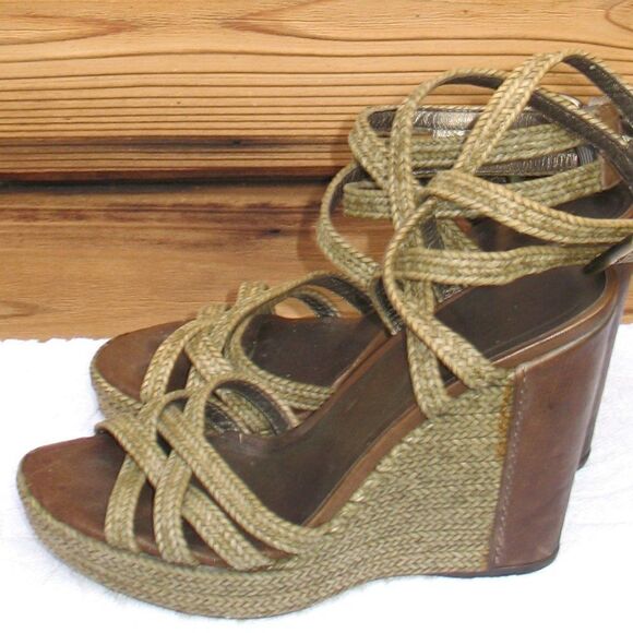 Stuart Weitzman Womens 7.5 Wedge Sandals Shoes - Picture 5 of 9
